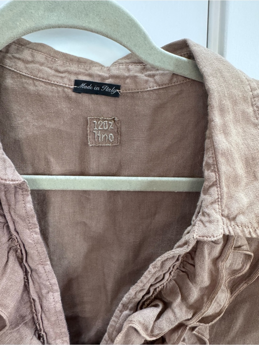 120% Lino Ruffle-Front Blouse - Picture 3 of 6